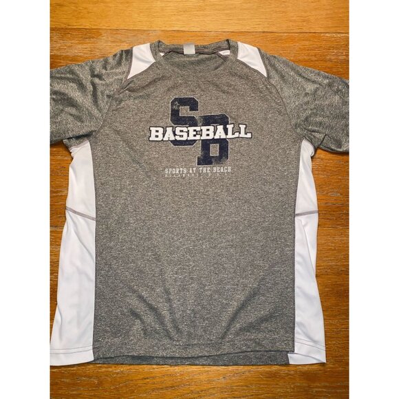 Sports At The Beach Baseball Athletic T-Shirt Gray & White - Picture 1 of 3
